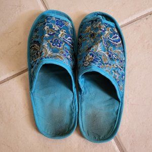 Blue Worn Oriental Slippers